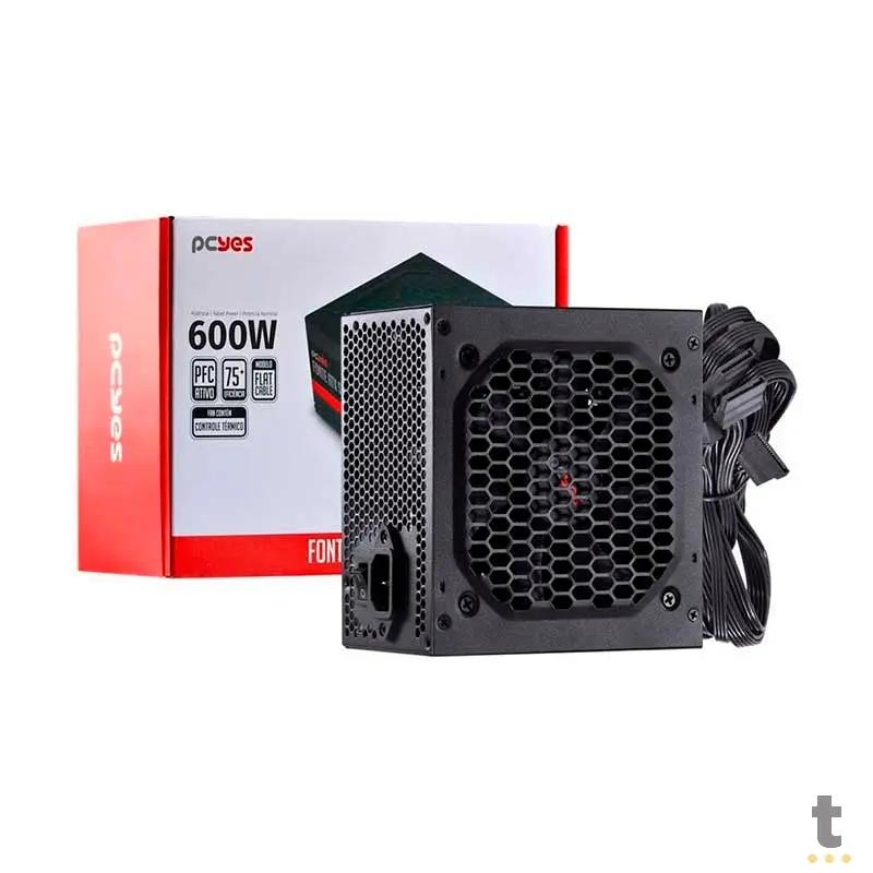 Fonte Real Atx 600w PCYes Spark 75+ Pfc Ativo - PXSP600WPT (Sem Cabo de Força)