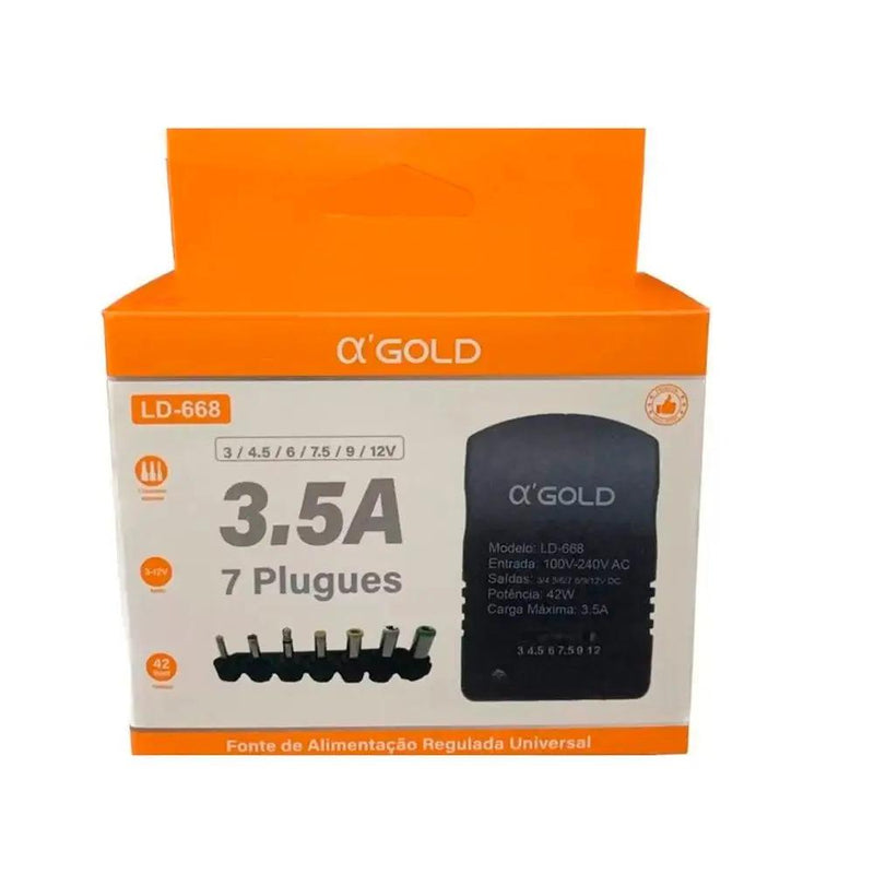 Fonte de Alimentação Universal 3.5A 42W Gold C/ Ajuste de Voltagem 7 Plugues - LD-668