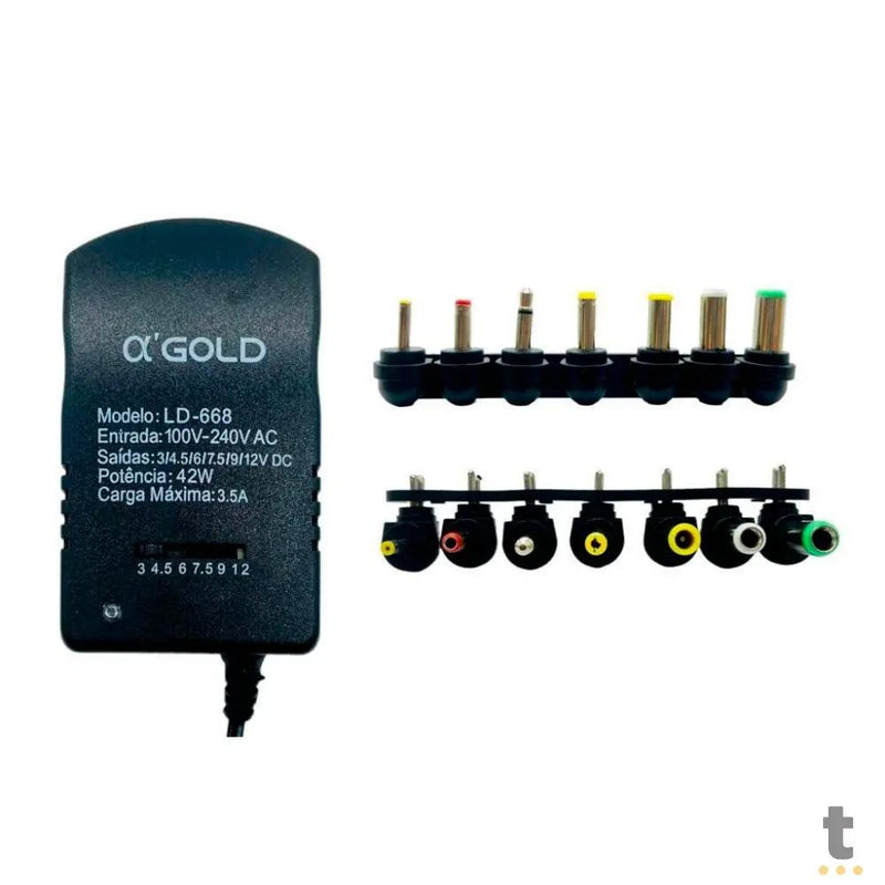 Fonte de Alimentação Universal 3.5A 42W Gold C/ Ajuste de Voltagem 7 Plugues - LD-668