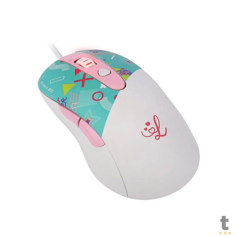 Mouse Gamer Redragon Luluca 7200dpi 5 Botões Branco C/ Estampa RGB - L703