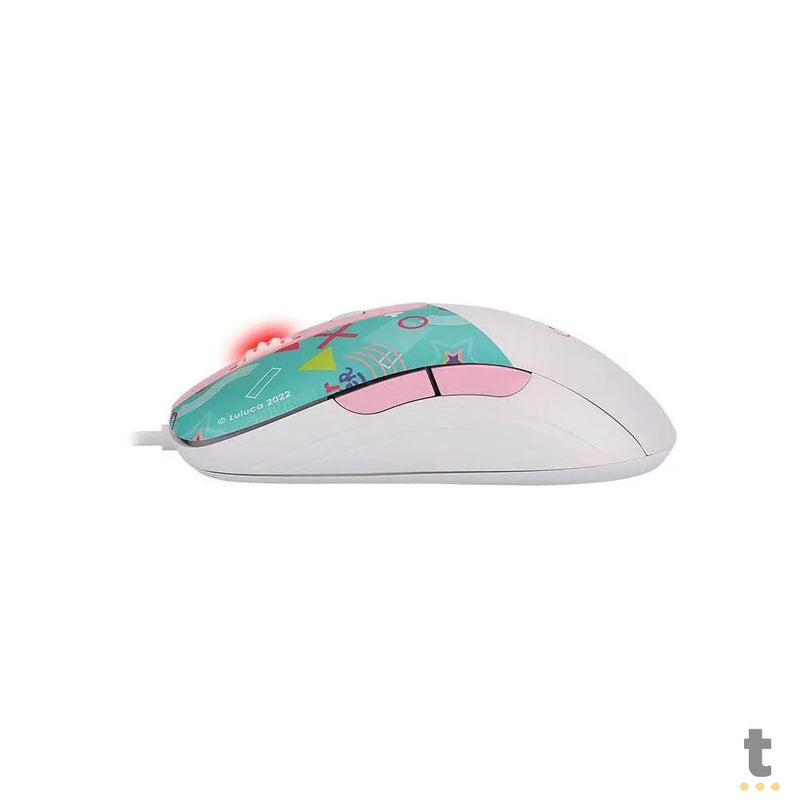 Mouse Gamer Redragon Luluca 7200dpi 5 Botões Branco C/ Estampa RGB - L703