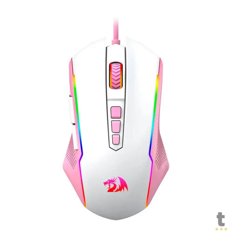 Mouse Gamer Redragon Ranger 9 Botões 12400dpi Branco/ Rosa RGB - M910WP-RGB