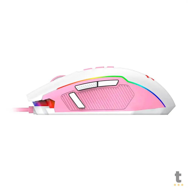 Mouse Gamer Redragon Ranger 9 Botões 12400dpi Branco/ Rosa RGB - M910WP-RGB