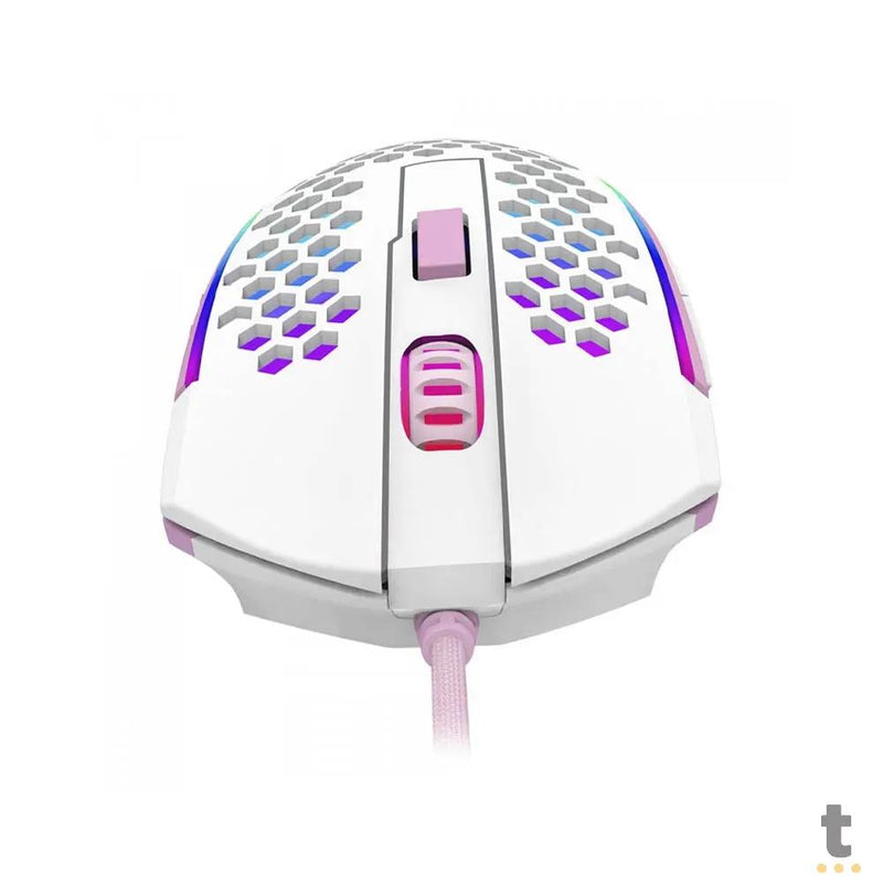 Mouse Gamer Redragon Reaping Elite 32000dpi 6 Botões RGB Branco e Rosa - M987WP-P