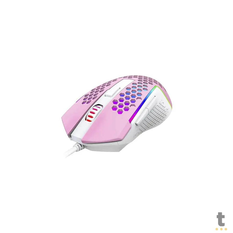 Mouse Gamer Redragon Reaping Elite 32000dpi 6 Botões RGB Rosa e Branco - M987PW-P