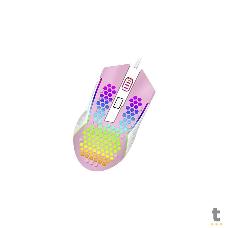 Mouse Gamer Redragon Reaping Elite 32000dpi 6 Botões RGB Rosa e Branco - M987PW-P