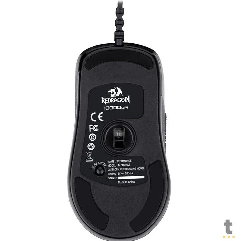 Mouse Gamer Redragon Stormrage 7 Botões 10000dpi Preto RGB - M718-RGB