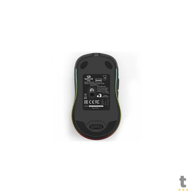 Mouse Gamer Sem Fio Recarregável Redragon Hana Wireless USB-C Bluetooth 7200dpi 7 Botões Preto RGB - M694-RGB