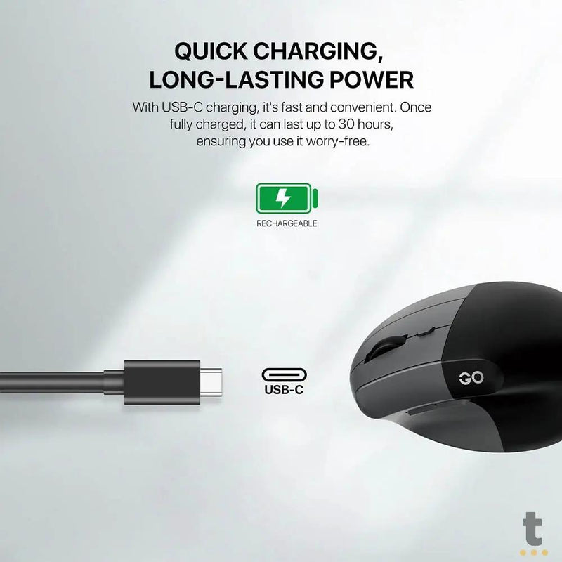 Mouse Sem Fio Ergonomico Fantech Go Comfy Silent 1600Dpi Ajustável 7 Botões Cinza - W195R