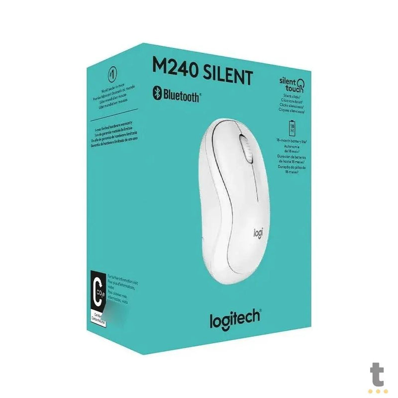 Mouse Sem Fio Logitech M240 Bluetooth Silent Branco - 910-007116