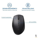 Mouse Sem Fio Multilaser Mo381 Clique Silencioso Preto 1600dpi