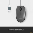 Mouse Usb Logitech M100 Cinza 910-001601