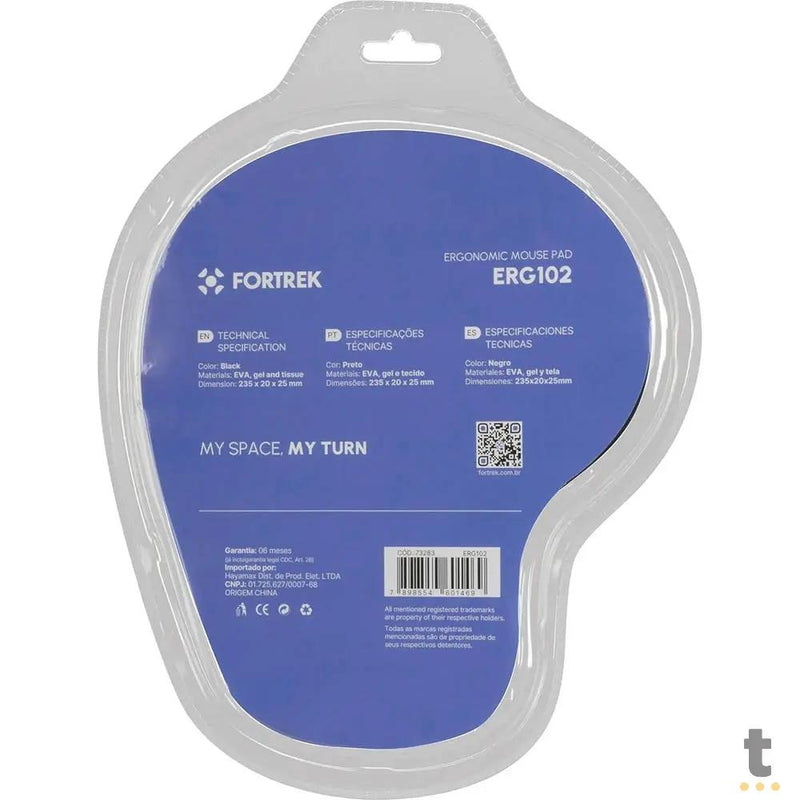 Mousepad Com Apoio De Pulso Ergonômico Em Gel Cor Preto Fortrek - ERG-102