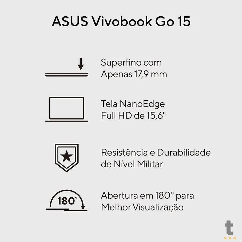 Notebook Asus Vivobook Intel Core I3-N305 4gb 256gb Ssd 15.6 Pols Prata Win11 Home - E1504GA-NJ441W