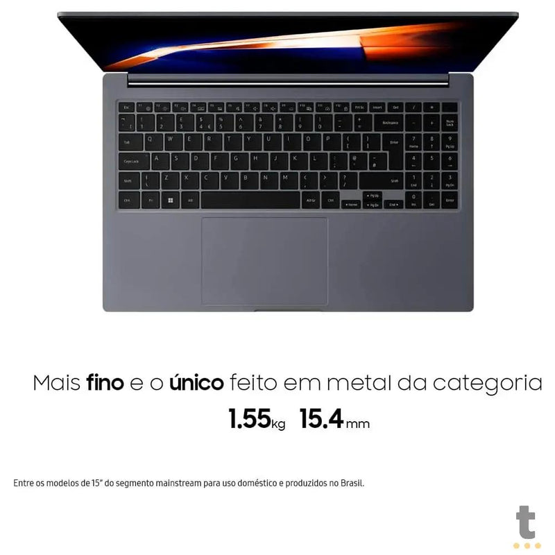 Notebook Samsung Galaxy Book4 Intel Core I3-1315U 8gb 256Gb Ssd Win11 Home 15.6 Pols Grafite - NP750XGJ-KG5BR