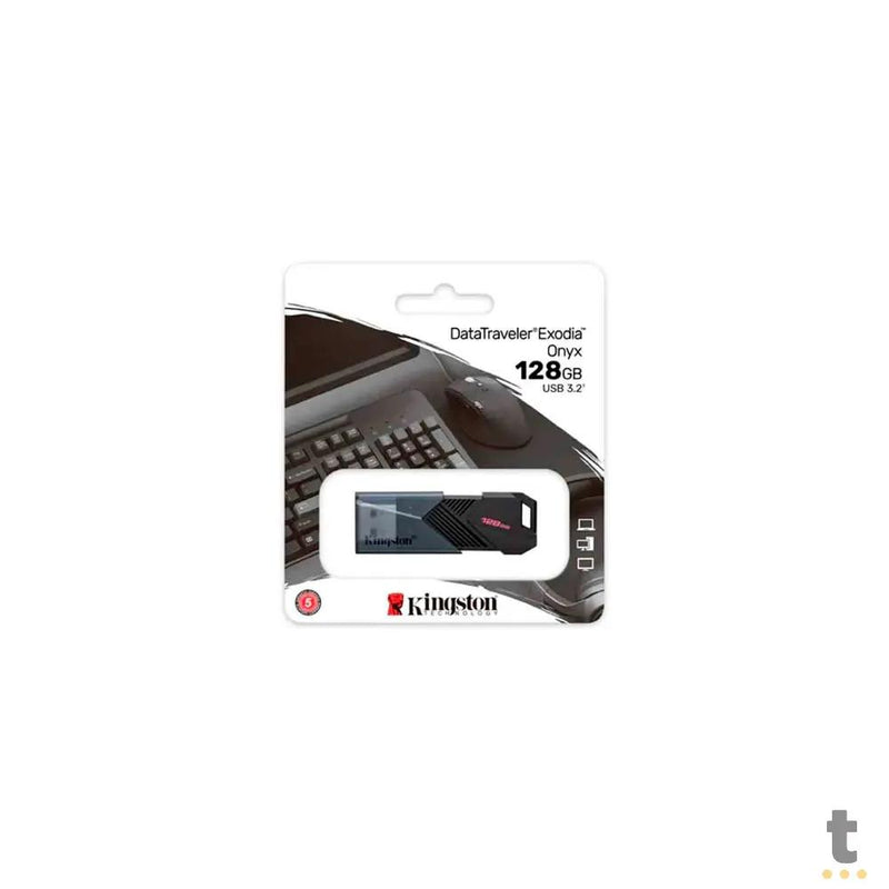 Pen Drive 128gb Kingston DataTravaler Exodia Onix 3.2 Preto - DTXON/128GB