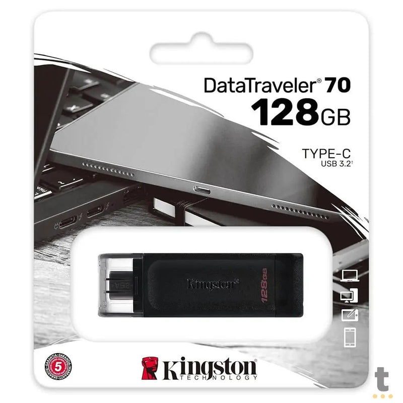 Pen Drive 128gb Kingston USB Tipo C DataTraveler 70 - DT70/128GB