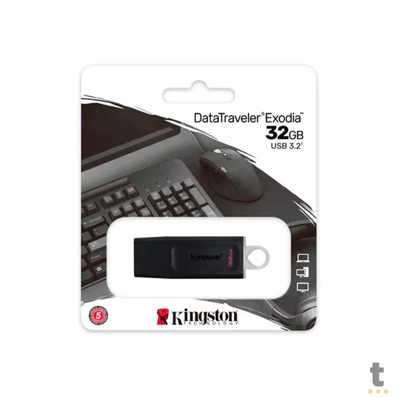Pen Drive 32gb Kingston DataTravaler Exodia 3.2 Preto - DTX/32GB