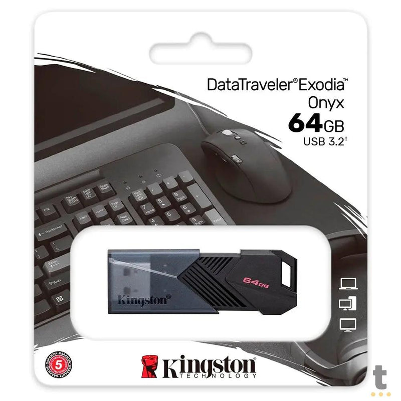 Pen Drive 64gb Kingston DataTravaler Exodia Onix 3.2 Preto - DTXON/64GB