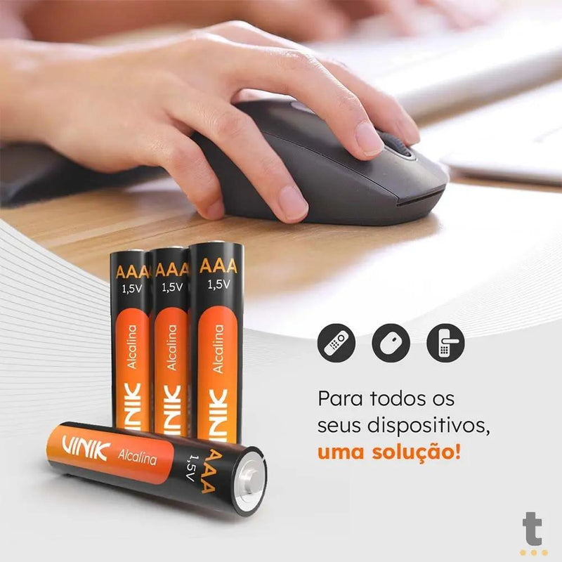 Pilha Alcalina AAA Palito Vinik Cartela C/4 Pilhas - VP3AB4A