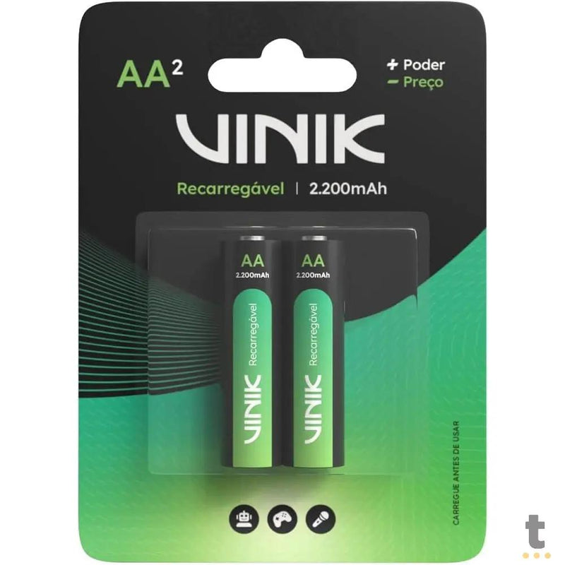 Pilha Recarregável AA 2200Mah 1.2v Vinik (Blister C/ 2 Pilhas) - VP2AB4R