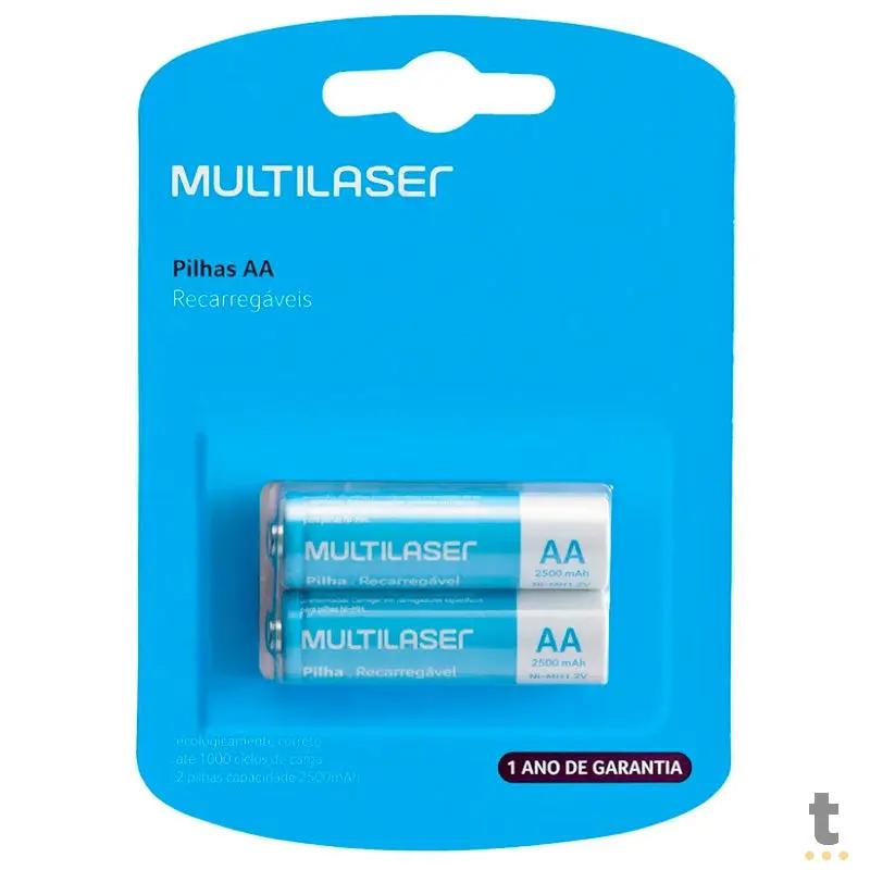 Pilha Recarregável AA 2500mah Multilaser (Blister C/ 2 Pilhas) - CB053