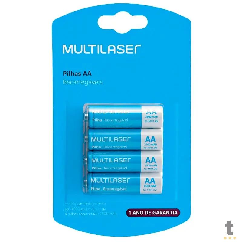 Pilha Recarregável AA 2500mah Multilaser (Blister C/ 4 Pilhas) - CB052