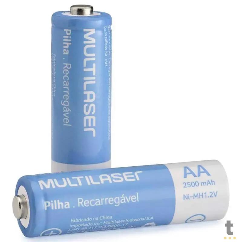Pilha Recarregável AA 2500mah Multilaser (Blister C/ 4 Pilhas) - CB052