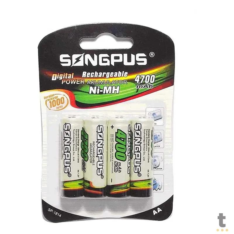 Pilha Recarregável AA 4700mah Songpus (Blister C/ 4 Pilhas)