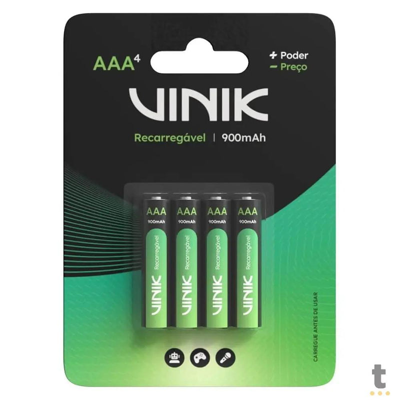 Pilha Recarregável AAA 900Mah 1.2v Vinik (Blister C/ 4 Pilhas) - VP3AB4R