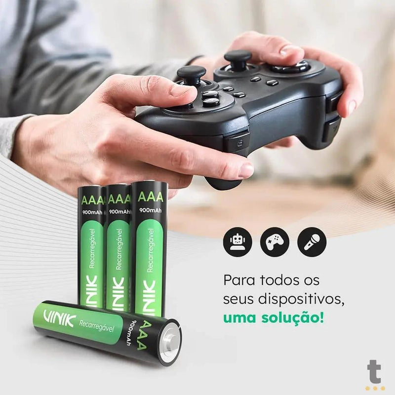 Pilha Recarregável AAA 900Mah 1.2v Vinik (Blister C/ 4 Pilhas) - VP3AB4R
