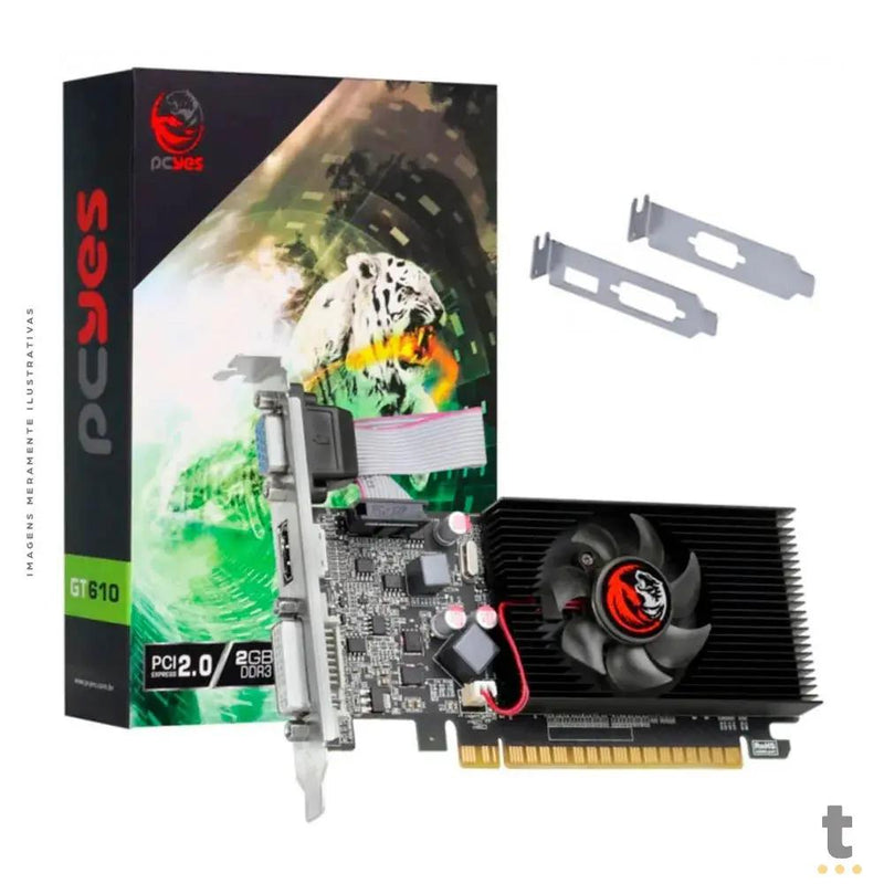 Placa De Vídeo 2gb ddr3 Gt610 PcYes Nvidia Geforce 64bits Low Profile Hdmi Dvi Vga - Pakgt6102Gbdr3Sf