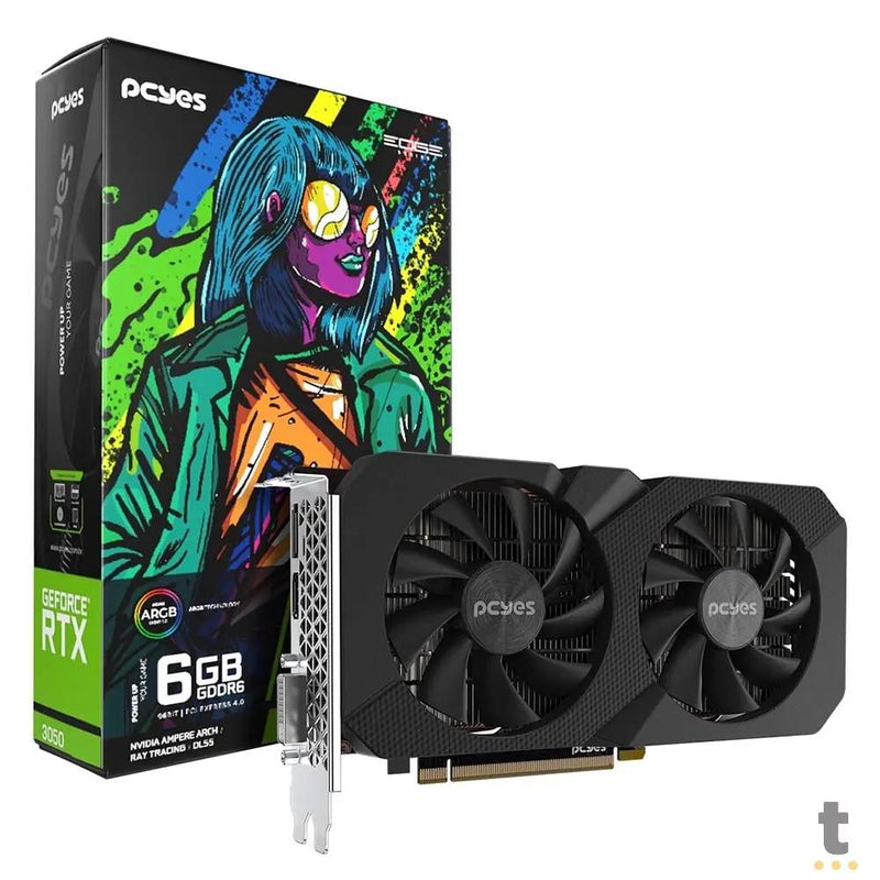 Placa De Video 6gb Rtx3050 GDDR6 PCYes Project Edge Nvidia Geforce 96bit Displayport HDMI DVI - PVRTX30506BLPE