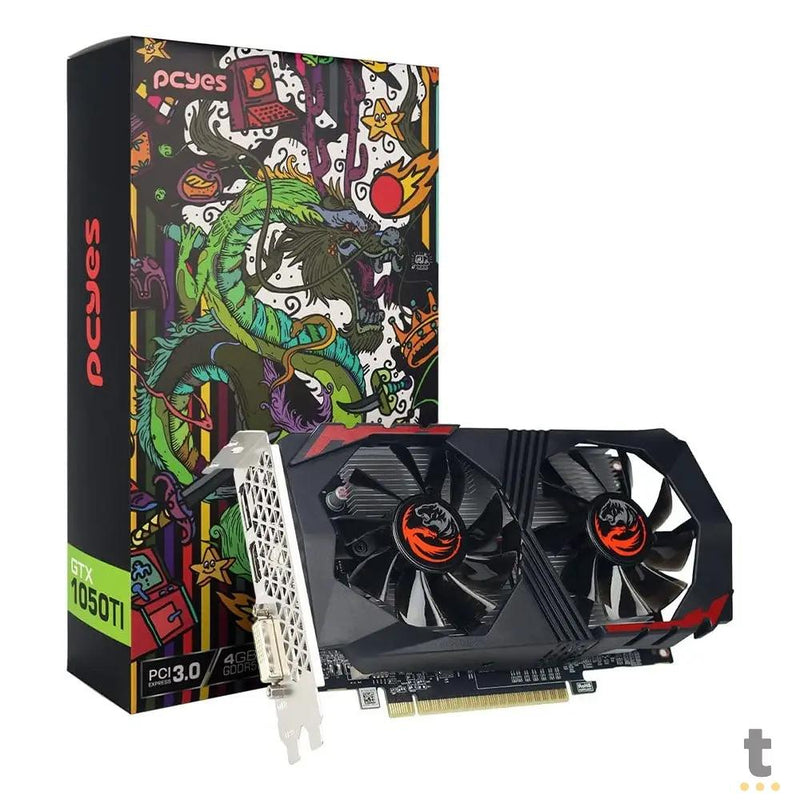 Placa De Video Pcyes Nvidia Geforce Dual Fan GTX 1050Ti 4gb GDDR5 128bits DisplayPort Hdmi Dvi - PVGTX1050TI4GBR5128