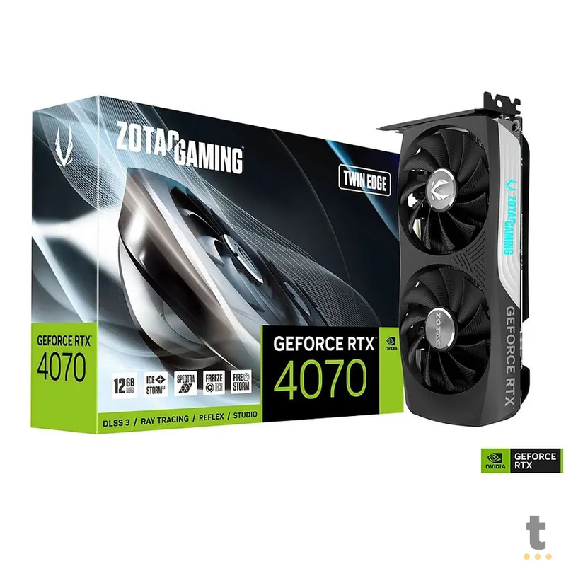 Placa De Video Zotac Nvidia Geforce Twin Edge OC RTX 4070 12gb GDDR6X 192bits 3x Displayport 1x Hdmi - Zt-D40700H-10M