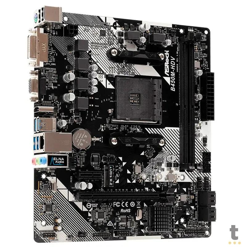 Placa Mae AMD Asrock B450MHDV DDR4 Socket AM4 Hdmi 10/100/1000