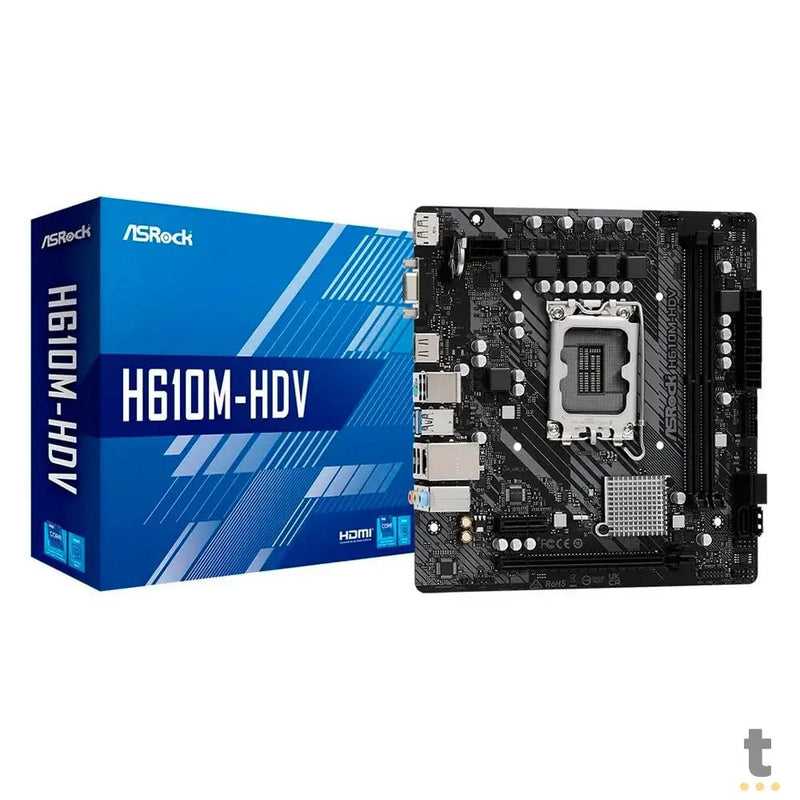 Placa Mae ASRock H610M-HDV Intel Lga 1700 Ddr4 Hdmi USB 3.2 (12a e 13a Geração)