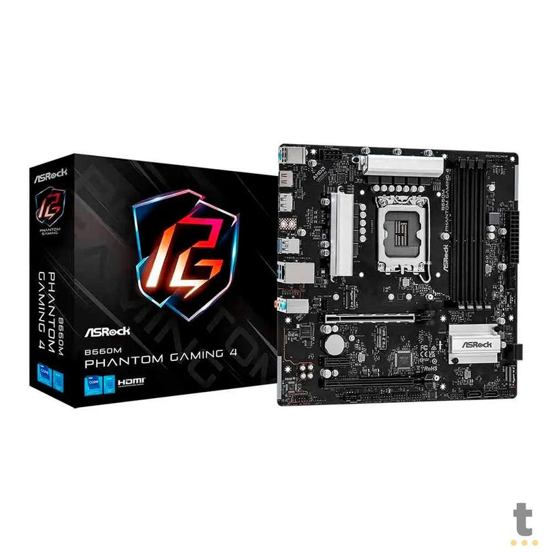 Placa Mae Asrock B660M Phantom Gaming 4 Matx Lga 1700 Ddr4 Hdmi Displayport M.2 NVME (12a e 13a Geração)