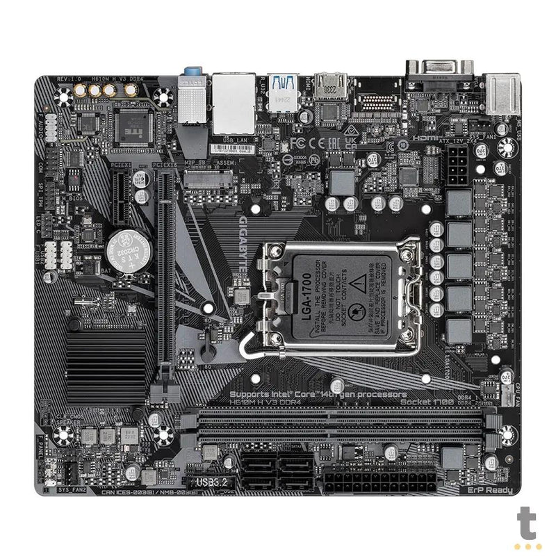 Placa Mae Gigabyte H610M H V3 Matx Intel Lga 1700 Ddr4 Hdmi USB 3.2 D-Sub M.2 (12a até 14a Geração)
