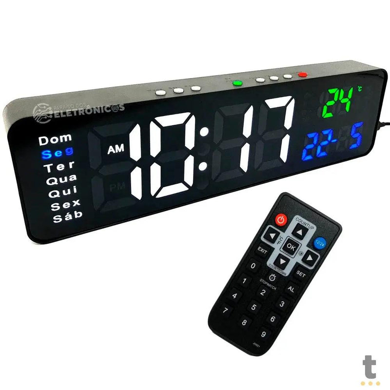 Relogio De Parede Led Digital Color Lelong C/ Controle Remoto - LE-2165
