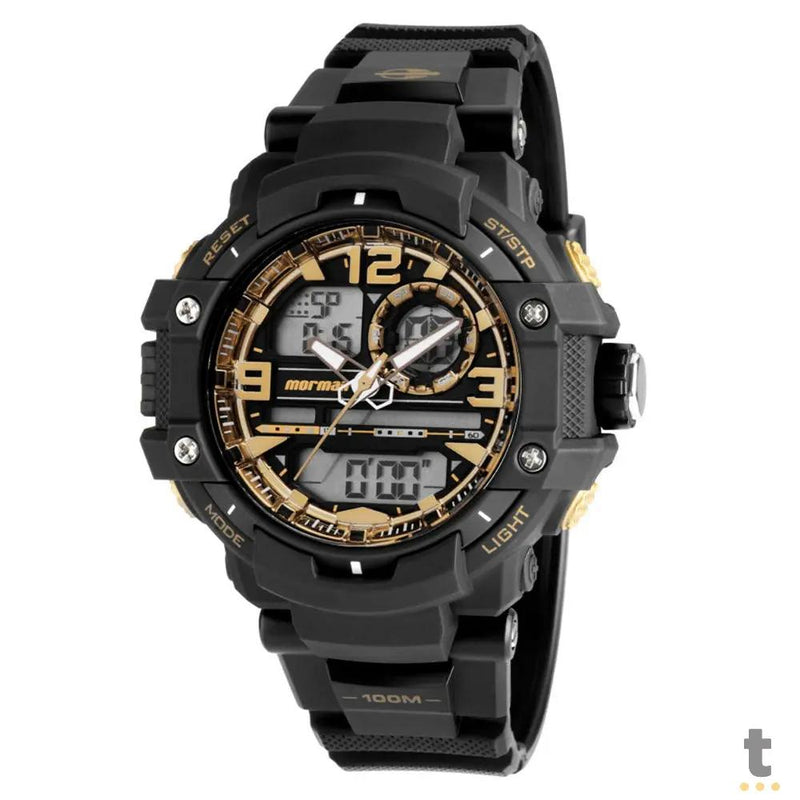 Relógio de Pulso Analogico Digital Mormaii em Polímero Preto/Dourado - MO0949/8U