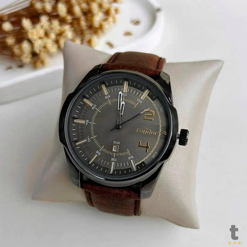 Relógio de Pulso Condor Cinza C/ Pulseira Marrom - CO2115MWH/3M