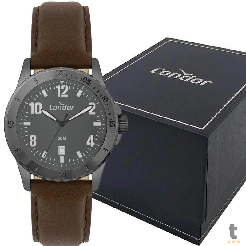 Relógio de Pulso Condor Cinza C/ Pulseira Marrom - CO2115MZA/4F