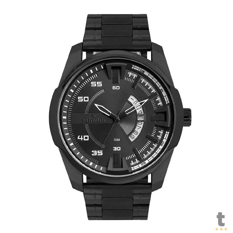 Relógio de Pulso Condor Preto C/ Pulseira em Aço Preto - CO2115MXX/4P