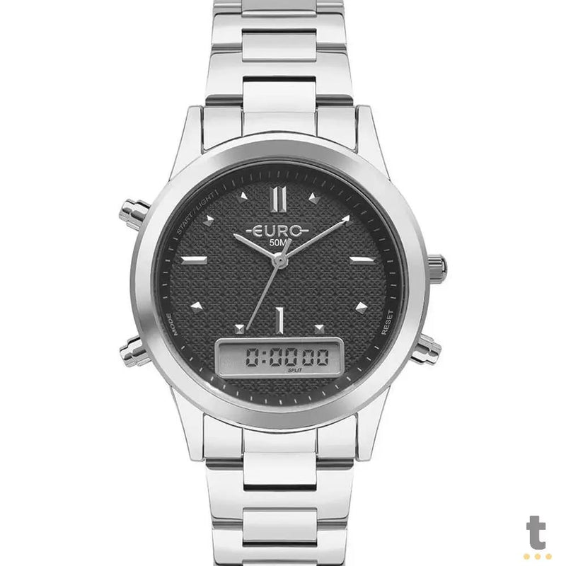 Relógio de Pulso Euro Analogico / Digital Preto com Pulseira em Aço - EUBJ3718AD/4K
