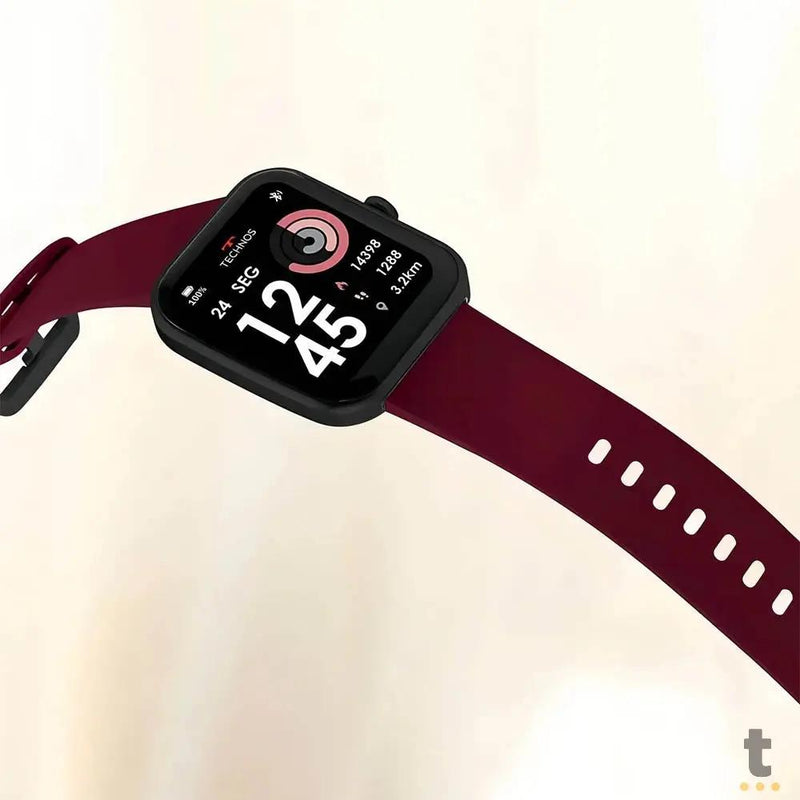 Relógio de Pulso SmartWatch Technos Connect Max C/ 2 Pulseiras Preto e Vinho - TMAXAI/7P