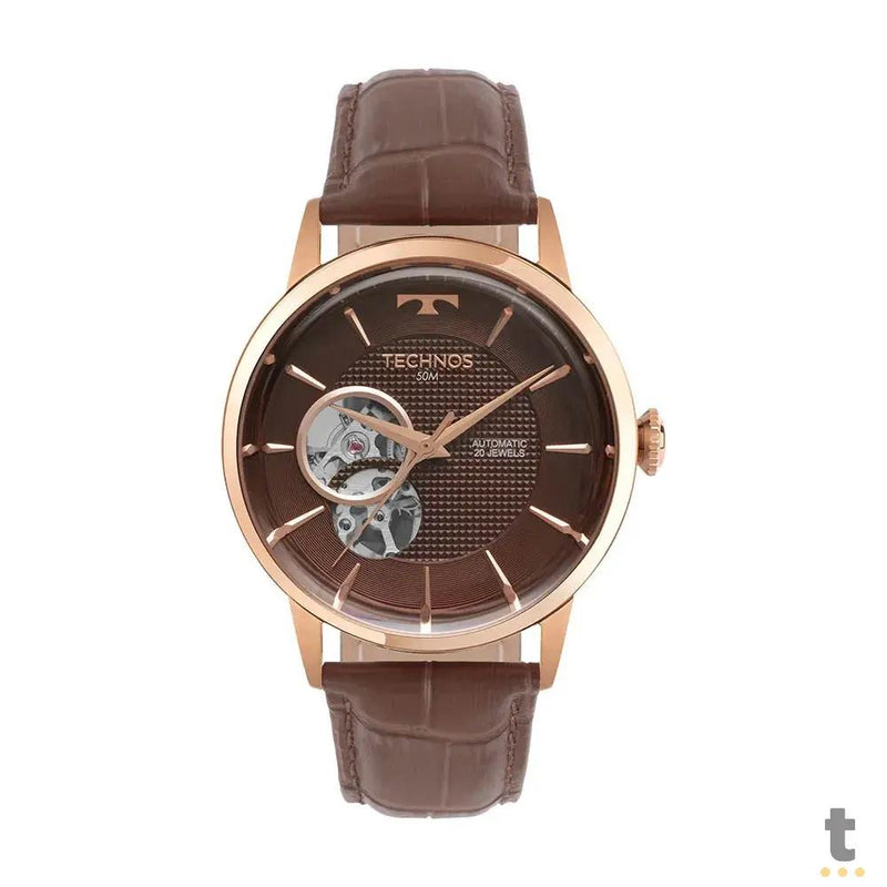 Relógio de Pulso Technos Automático Rosé C/ Pulseira em Couro - G3265AW/0M
