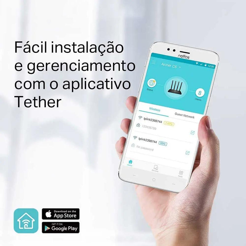 Roteador Wireless  TP-Link AC1300 Dual Band Gigabit Mesh - Archer C6