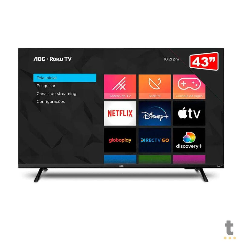 Smart TV Led AOC Roku TV 43" Full HD Wi-fi USB HDMI Conversor Digital - 43S5135/78G