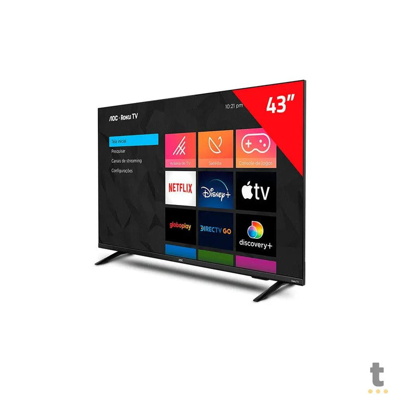 Smart TV Led AOC Roku TV 43" Full HD Wi-fi USB HDMI Conversor Digital - 43S5135/78G